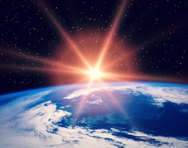 Gün doğumu ve yıldızlar. Nasa tarafından döşenmiş bu görüntünün unsurları.