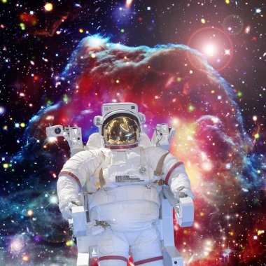 Astronot ve uzay, galaksiler ve yıldızlar. Bu im elemanları