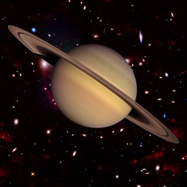 Satürn, güneş sistemi. Na tarafından döşenmiş bu görüntünün unsurları
