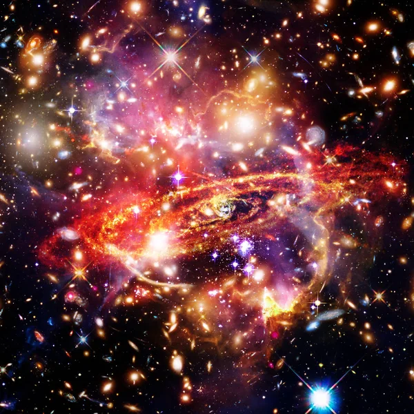 空间背景与五颜六色的银河云星云。元素 — 图库照片