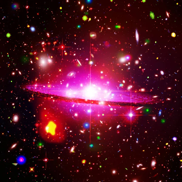 Campo estelar, galaxias y bengalas. Los elementos de esta imagen furni —  Fotos de Stock