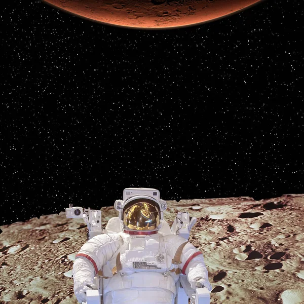 Främmande planet landskap. Astronaut. Stjärnor. De delar av detta jag — Stockfoto