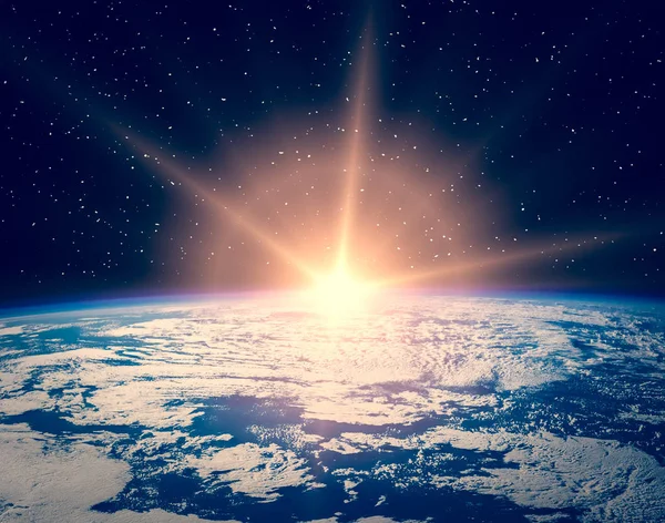 Soluppgång på planeten jorden. De delar av denna bild omgivet — Stockfoto