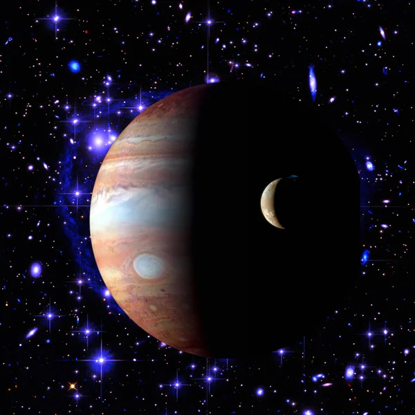 Юпитер и его луна. Элементы этого изображения предоставлены NA — стоковое фото