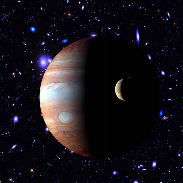 Jupiter a jeho měsíc. Prvky tohoto obrázku, které poskytl na — Stock fotografie