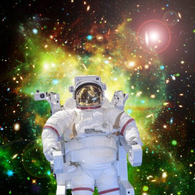 Astronot ve uzay, galaksiler ve yıldızlar. Bu im elemanları