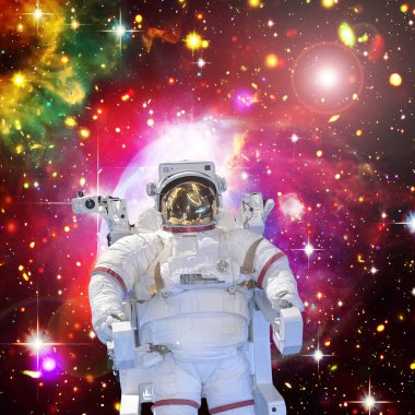 Astronot ve uzay, galaksiler ve yıldızlar. Bu im elemanları