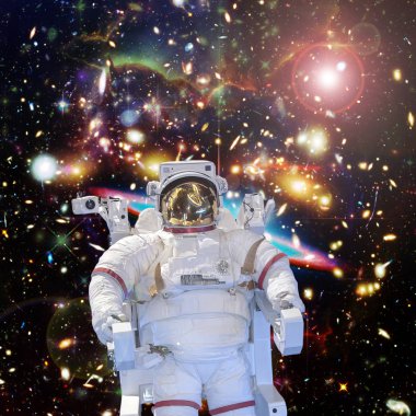 Astronot ve uzay, galaksiler ve yıldızlar. Bu im elemanları