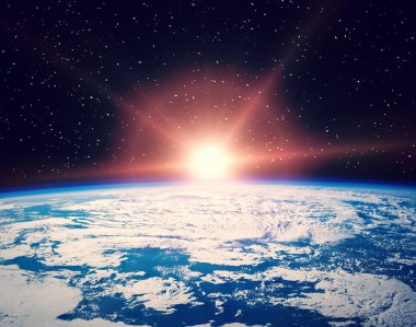 Güneş patlaması ve uzaydan gelen dünya. Bu görüntüfu elemanları