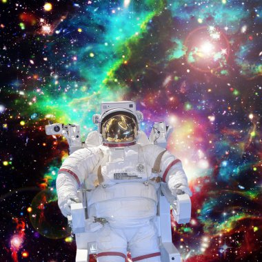 Astronot ve uzay, galaksiler ve yıldızlar. Bu im elemanları