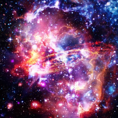 Renkli Gökada Bulut bulutu ile Uzay Arka Plan. Elementler