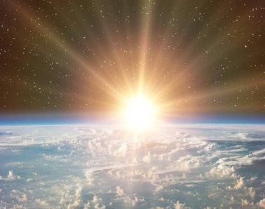 Gün doğumu ve yıldızlar. Nasa tarafından döşenmiş bu görüntünün unsurları.