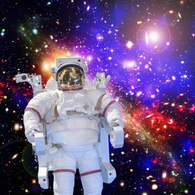 Astronot ve uzay, galaksiler ve yıldızlar. Bu im elemanları