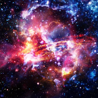 Renkli Gökada Bulut bulutu ile Uzay Arka Plan. Elementler