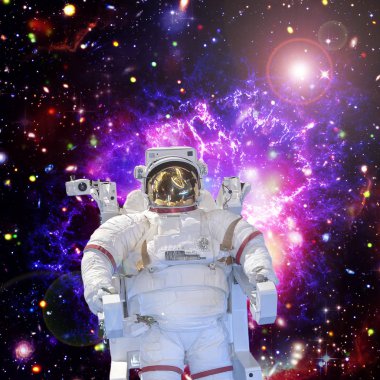 Astronot ve uzay, galaksiler ve yıldızlar. Bu im elemanları