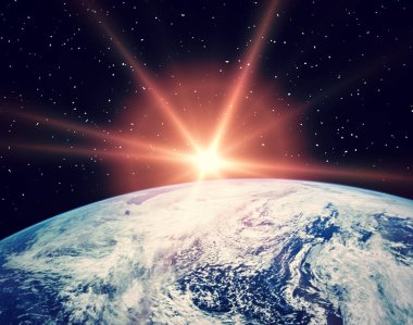 Gün doğumu ve yıldızlar. Nasa tarafından döşenmiş bu görüntünün unsurları.
