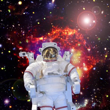 Astronot ve uzay, galaksiler ve yıldızlar. Bu im elemanları