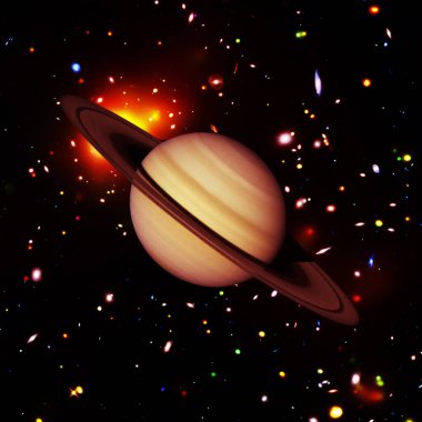 Satürn ve yıldızlar. Nasa tarafından döşenmiş bu görüntünün unsurları.