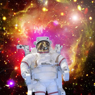 Astronot ve uzay, galaksiler ve yıldızlar. Bu im elemanları