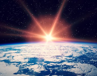 Gün doğumu ve yıldızlar. Nasa tarafından döşenmiş bu görüntünün unsurları.