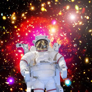 Astronot ve uzay, galaksiler ve yıldızlar. Bu im elemanları