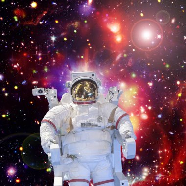 Astronot ve uzay, galaksiler ve yıldızlar. Bu im elemanları