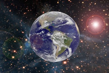 Dünya ve nebula. Nasa tarafından döşenmiş bu görüntünün unsurları.