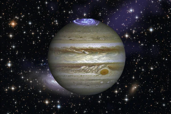 Jupiter şi spaţiul cosmic, galaxii. Elementele acestei imagini fu — Fotografie, imagine de stoc
