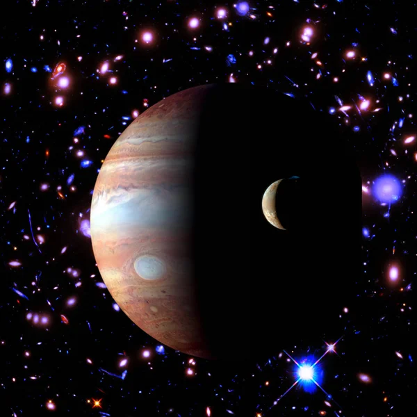 Jupiter és a Hold. Az elemek e kép által szolgáltatott na — Stock Fotó