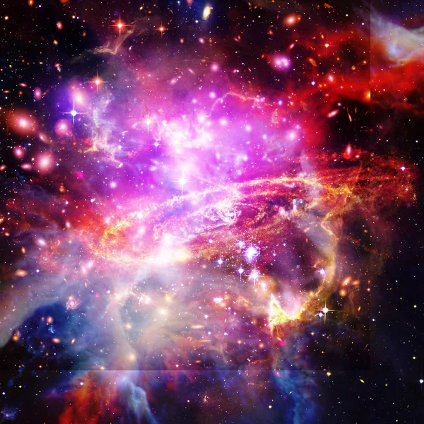 空间背景与五颜六色的银河云星云。元素 — 图库照片