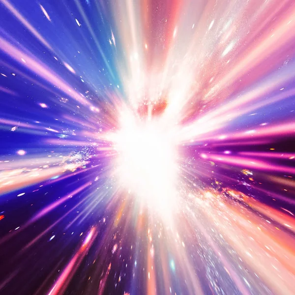 Latar belakang terang berwarna-warni dengan ledakan bintang. Baris radial abstrak — Stok Foto