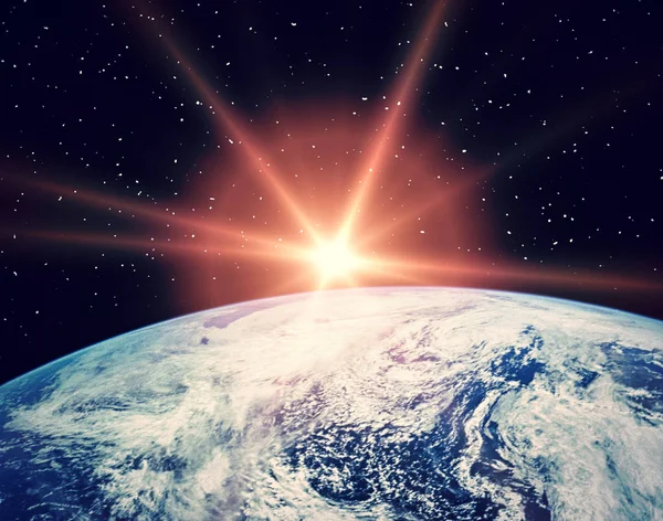 Gün doğumu ve yıldızlar. Nasa tarafından döşenmiş bu görüntünün unsurları.