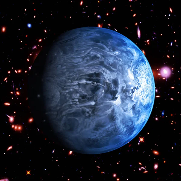 Planeta extrassolar azul com atmosfera. Os elementos deste ima — Fotografia de Stock