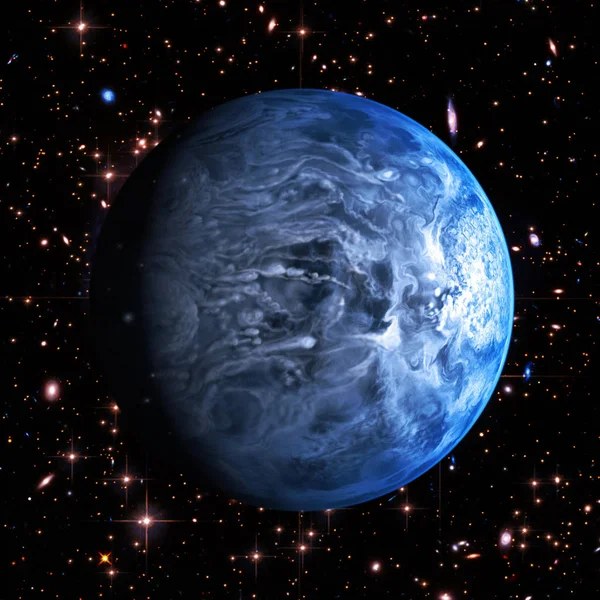 蓝色太阳系外行星与大气。此 ima 的元素 — 图库照片