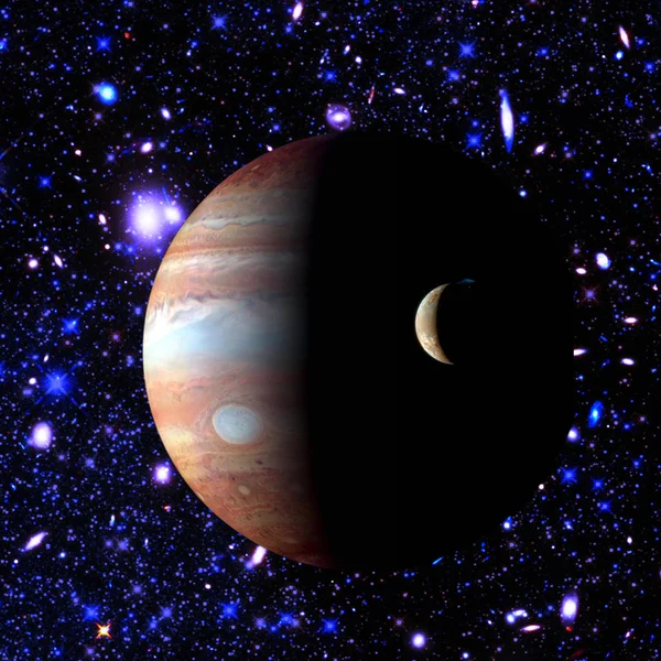Юпітер та його місяць. Елементи цього образу мебльовані на — стокове фото