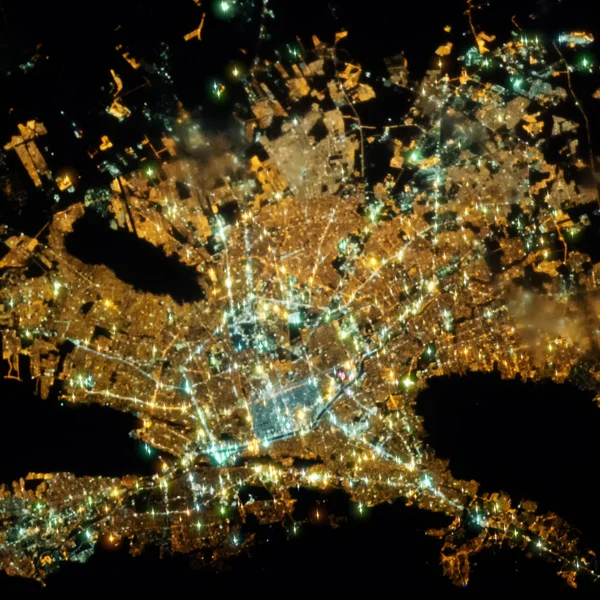 Earth at night from space. City lights. The elements of this ima