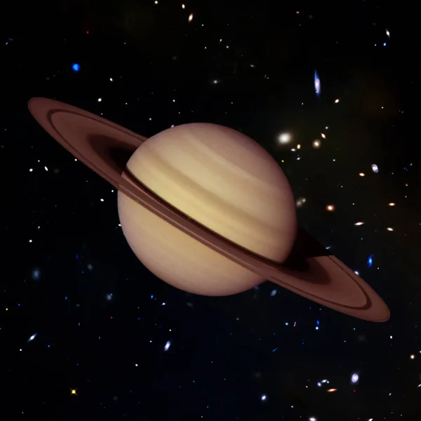 Planeet Saturnus, met ruimte achtergrond. Melkwegstelsels en sterren op de — Stockfoto