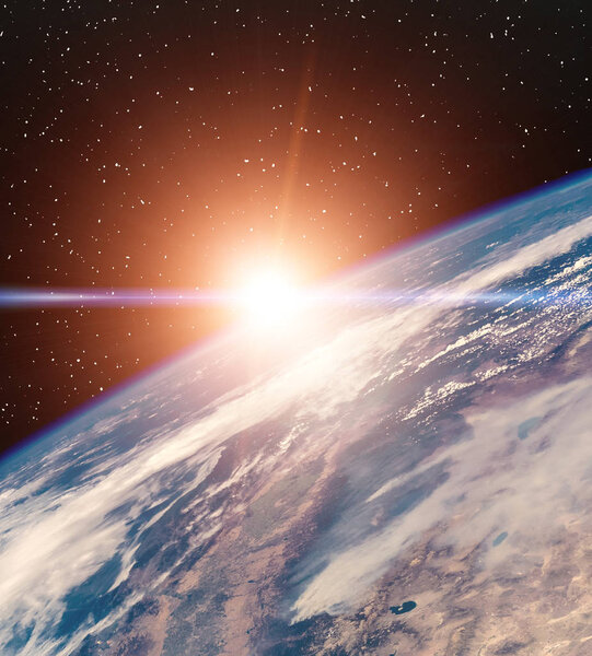 Sunrise on earth. The elements of this image furnished by NASA.