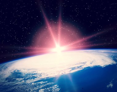 Harika gün doğumu. Nasa tarafından döşenmiş bu görüntünün unsurları.