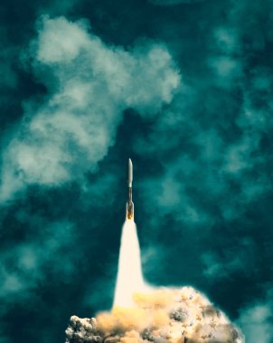 Bulutlu roket fırlatma. Na tarafından döşenmiş bu görüntünün unsurları