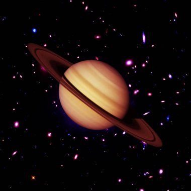 Satürn ve yıldızlar. Nasa tarafından döşenmiş bu görüntünün unsurları.