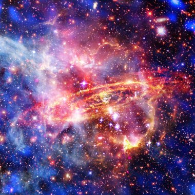 Renkli Gökada Bulut bulutu ile Uzay Arka Plan. Elementler