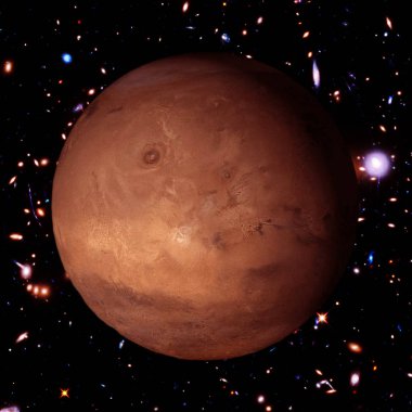 Mars. Tam gezegen görünümü. Bu görüntünün unsurları tarafından döşenmiş 