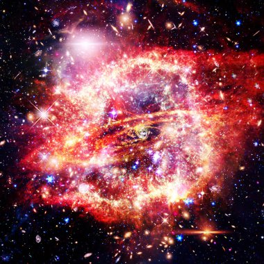 Renkli Gökada Bulut bulutu ile Uzay Arka Plan. Elementler