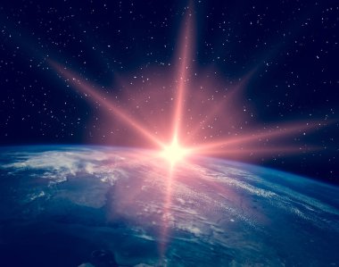 Dünya gün doğumu. Nasa tarafından döşenmiş bu görüntünün unsurları.