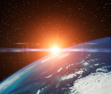 Dünya'da gün doğumu. Nasa tarafından döşenmiş bu görüntünün unsurları.