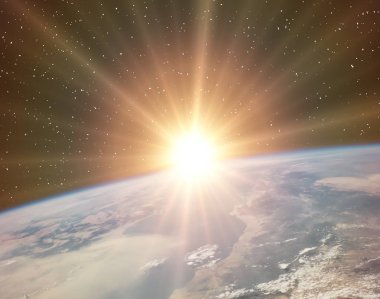 Gün doğumu ve yıldızlar. Nasa tarafından döşenmiş bu görüntünün unsurları.