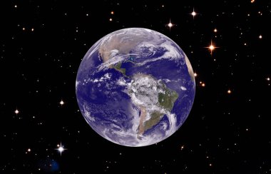 Dünya ve galaksi, kolaj. Bu görüntünün öğeleri döşenmiş 