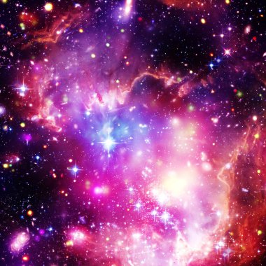 Renkli yıldızlı dış uzay arka plan. Bu imanın unsurları