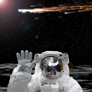 Uzaylı gezegeninde astronot. Meteor yağmuru. Thi elemanları